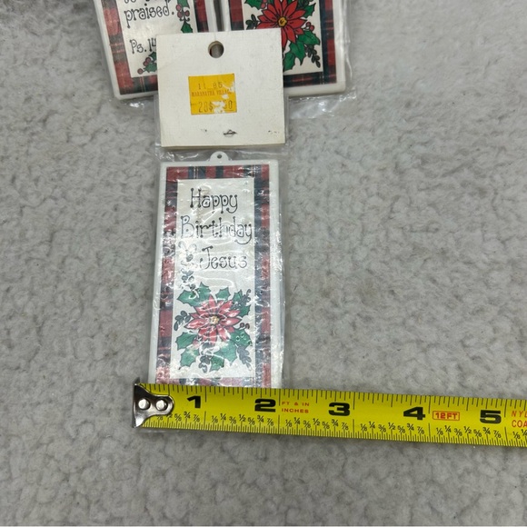 3 Praise Christmas ornaments plastic 4" Jesus is the reason vintage bag #2 - Picture 3 of 12